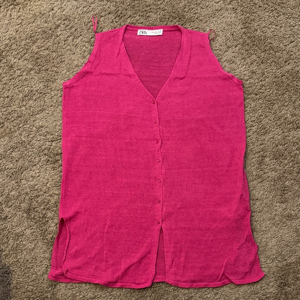Zara Fuchsia Sleeveless Blouse